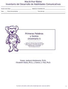 Macarthur Communicative Development Inventories (Cdis) Inventario I: Pr