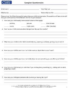 CSBS (TM) Record Forms and Caregiver Questionnaires